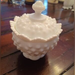 Fenton Milk Glass Hobnail Sugar Bowl